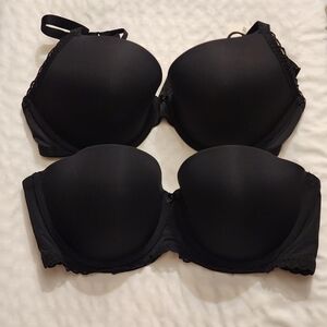 Aerie NWT 34DD Black Bra Set- Demi Bra And Strapless Bra
